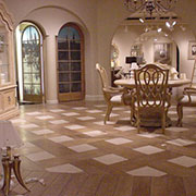 Stained white oak basket weave with marble tiles, Conover, NC